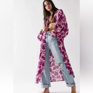 Jens Pirate Booty x Free People High Summer Manon Kimono Maxi Tie Front Large